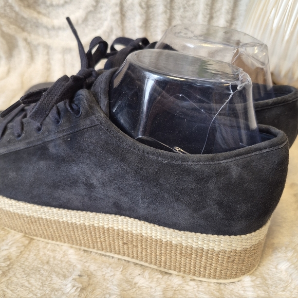 Vince Windell Platform Sneakers Espadrille Navy Blue Suede Lace Up Womens Sz 9.5 - Picture 7 of 12